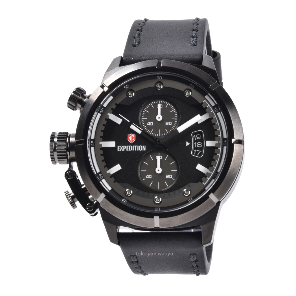 Expedition 6765 Jam Tangan Pria - Black - Leather Strap