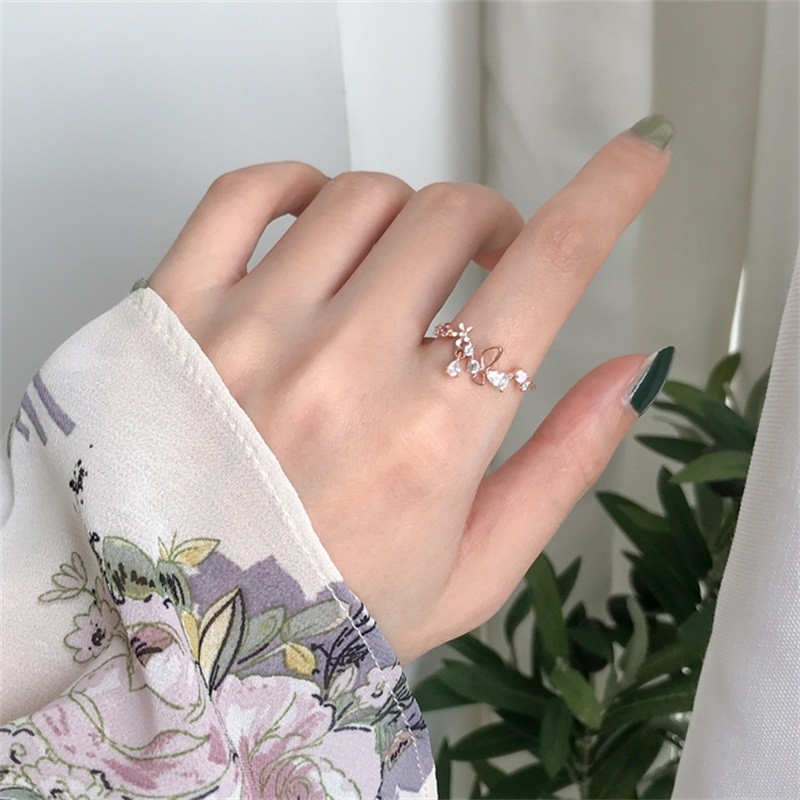 Cincin Lapis Emas Model Terbuka Dengan Berlian Imitasi Warna Pink Untuk Wanita