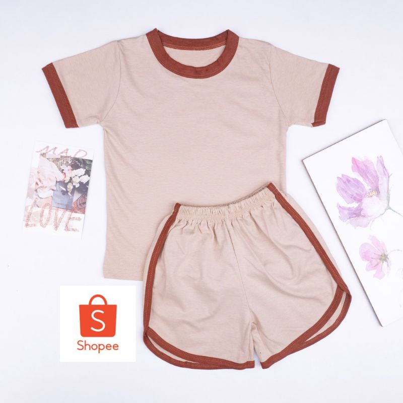 Setelan Baju Anak 0-1tahun/Baju Anak Unisex Harian/Hotpants Basic Tee