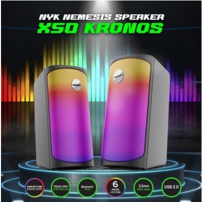 Speaker gaming nyk nemesis wired audio 3.5mm usb 2.0 bluetooth stereo rgb rhythm kronos x50 x-50 for tv pc laptop hp