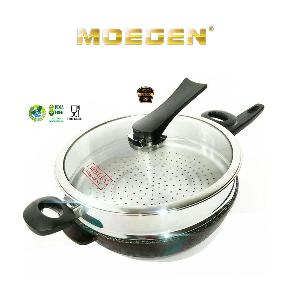 PANCI WAJAN WOK PAN MOEGEN  STEAMER 30 CM PANCI SET KUKUSAN / DANDANG SERBAGUNA PANCI WOK DEEP FRYER