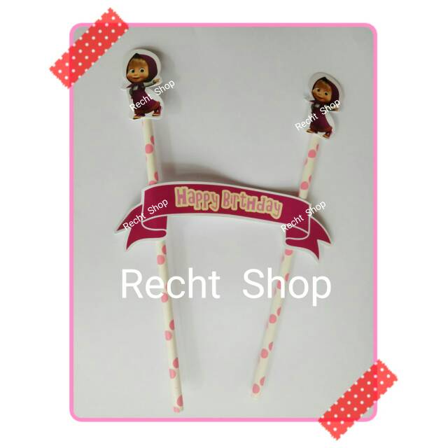 Topper cake hiasan kue ulang tahun karakter masha and the bear