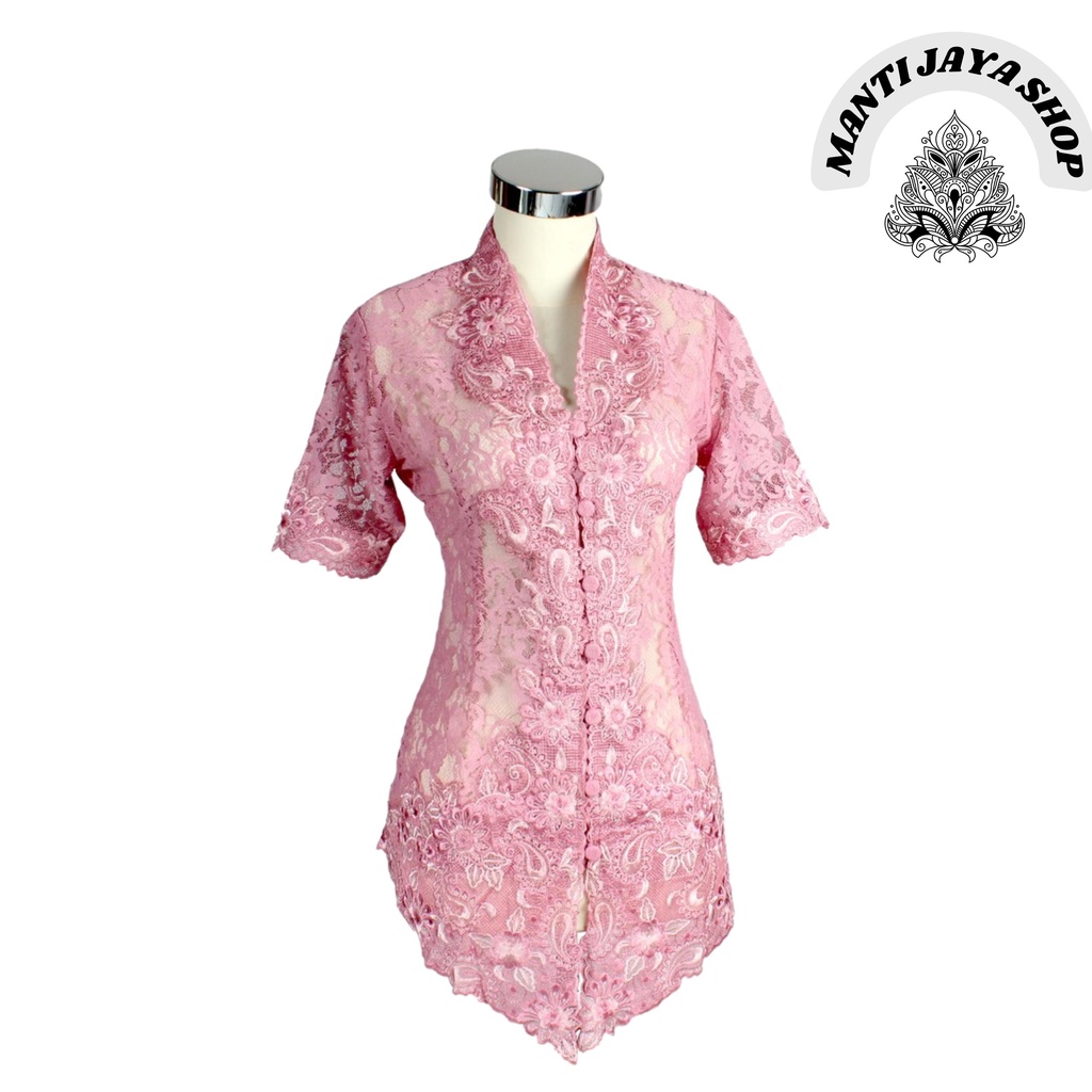 Kebaya Brokat Pendek Warna Dusty Pink Baju Atasan Kebaya Wanita