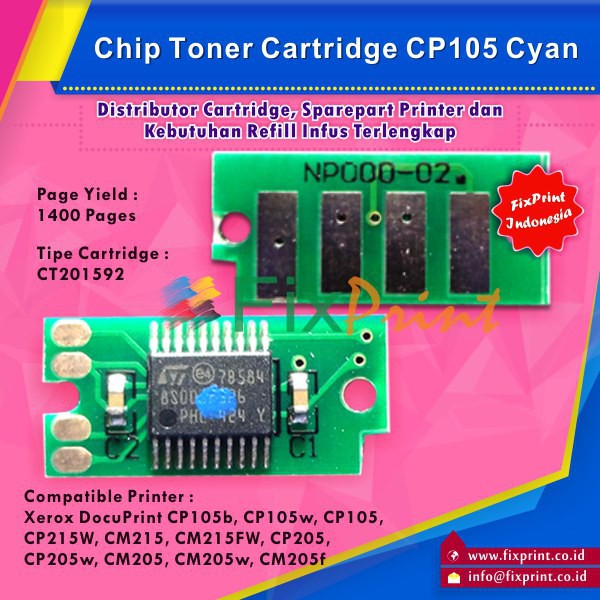 Chip Cartridge Xerox CP105b CP105w CP105  CM205w CM205f Cyan  Color Printer Murah