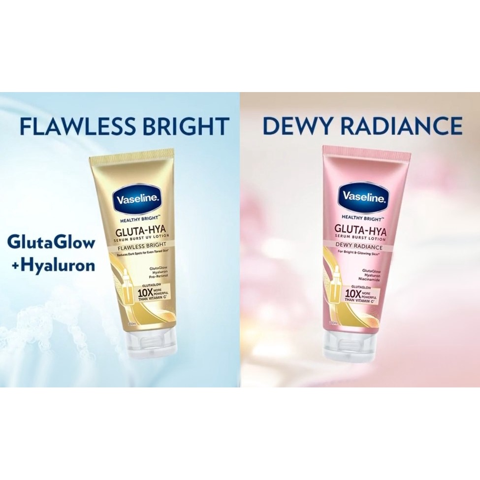 VASELINE GLUTA HYA SERUM BURST UV LOTION FLAWLESS BRIGHT DEWY RADIANCE 200ML/330 ML