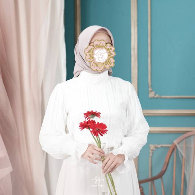 INUKA DRESS BYGIAGIO gaun kondangan gaun akad simple gaun wedding pernikahan baju muslim putih gaun lamaran elegan pakaian wanita pesta elegan fashion korea dres lebaran cantik anggun mewa gaun vintage fashion dress bahan ceruty babydol renda furing tebal