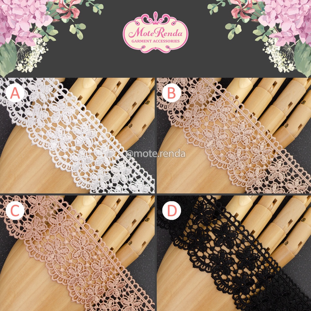 Renda giper grosir, lebar 5cm (harga per roll) kode 5GPB50