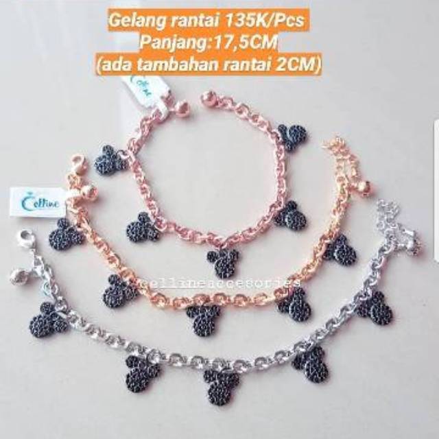 Gelang rantai mickey lapis emas premium,gelang chanel juicy,gelang rantai Premium