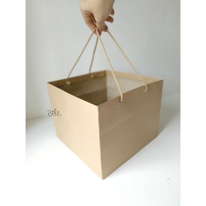 

(Pprbag Coklat 24X24X19) Tas Kertas Polos Kraft Coklat [Isi 10 Buah] Hot!!!R33E