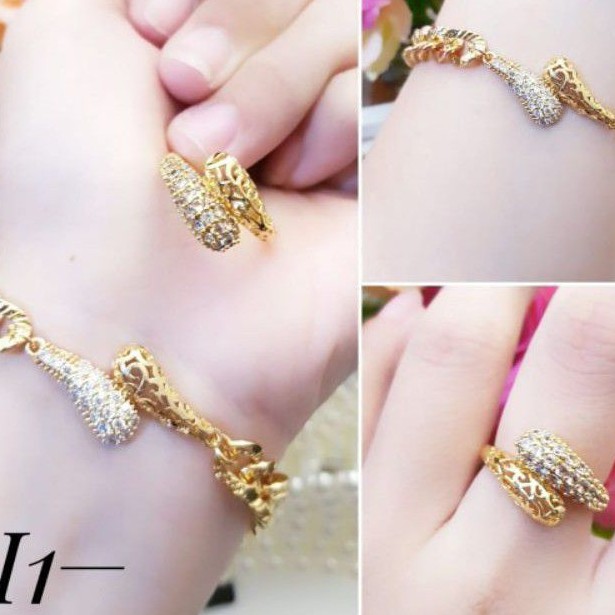 Titanium Set Perhiasan Gelang dan Cincin R218