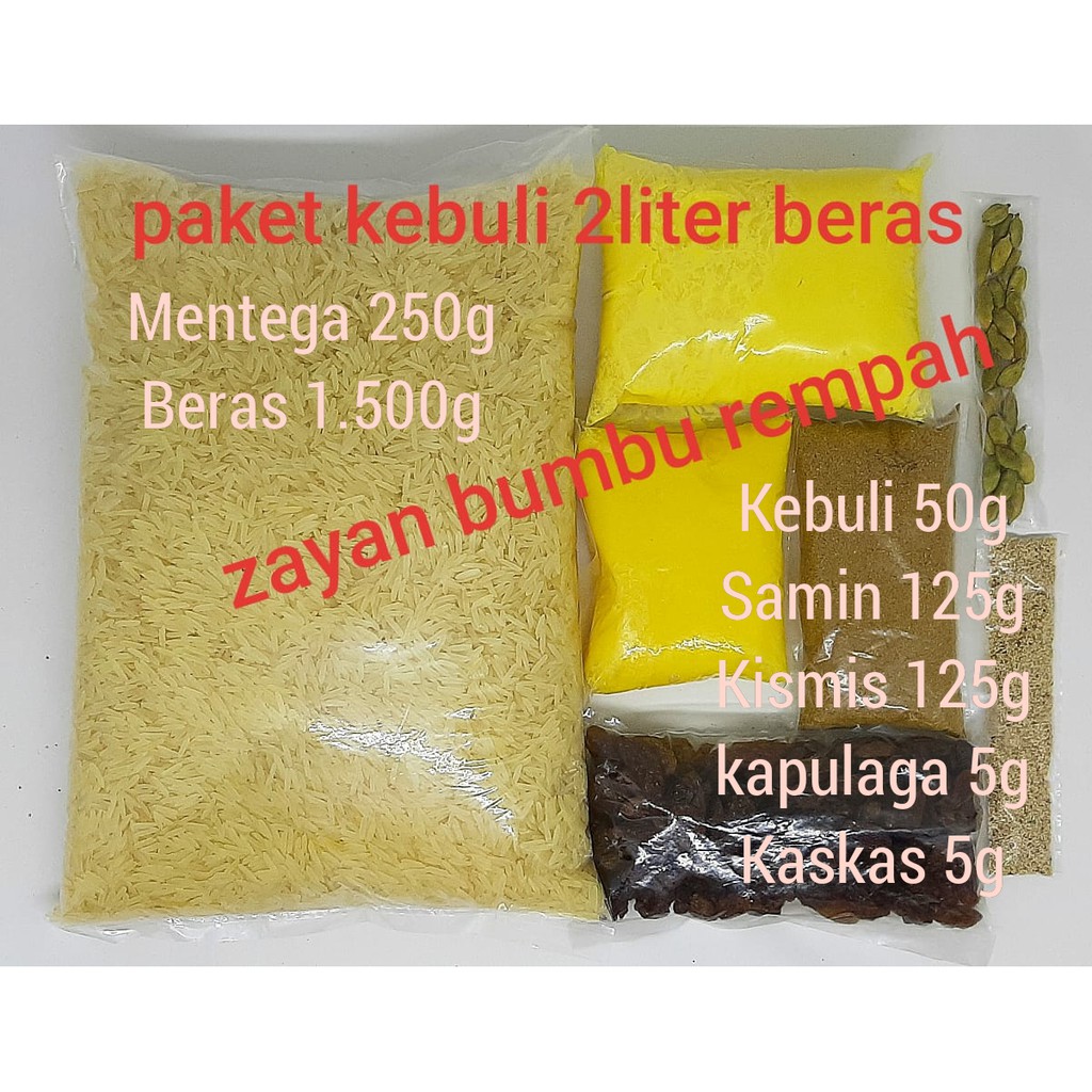 bumbu nasi kebuli samin kismis kapulaga kaskas mentega beras basmati