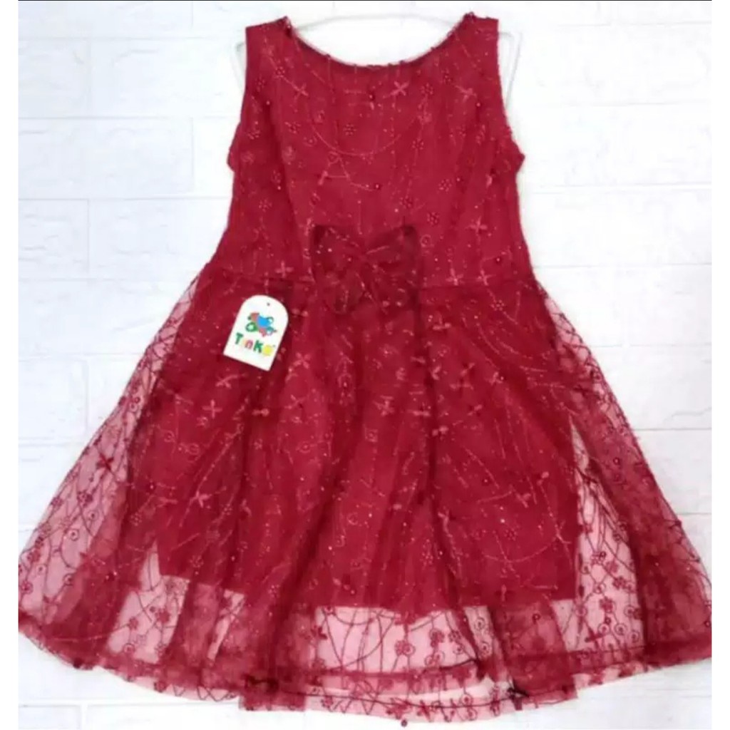 Dress Anak Full Brukat Lengan Buntung / Yukensi / Bisa Pilih Warna / Dress Pesta