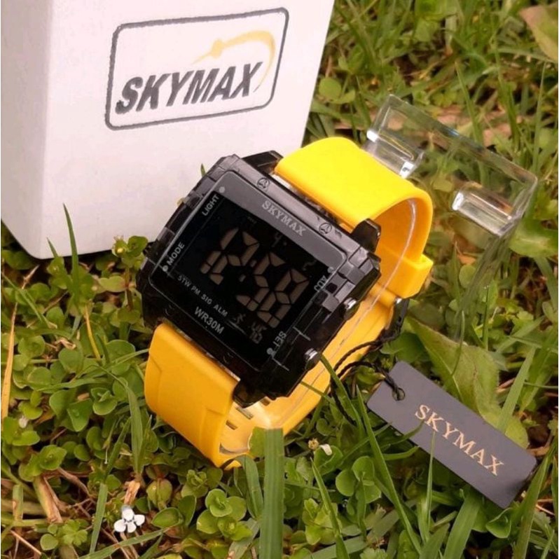 Jam Netizen Jam Tangan Skymax Jam Tangan Pria Tahan Air Menyelam Jam Tangan Couple Sepasang Free Baterai Box Analog Baterai Jam Tangan Waterproof-Kuning