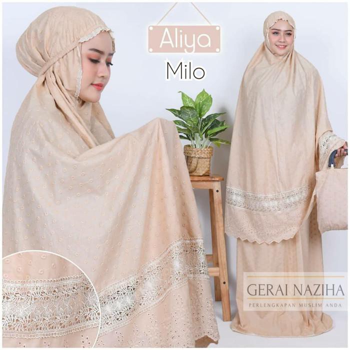 Mukena Dewasa Katun Paris Bintik Bordir Timbul Bulat Renda Kerancang