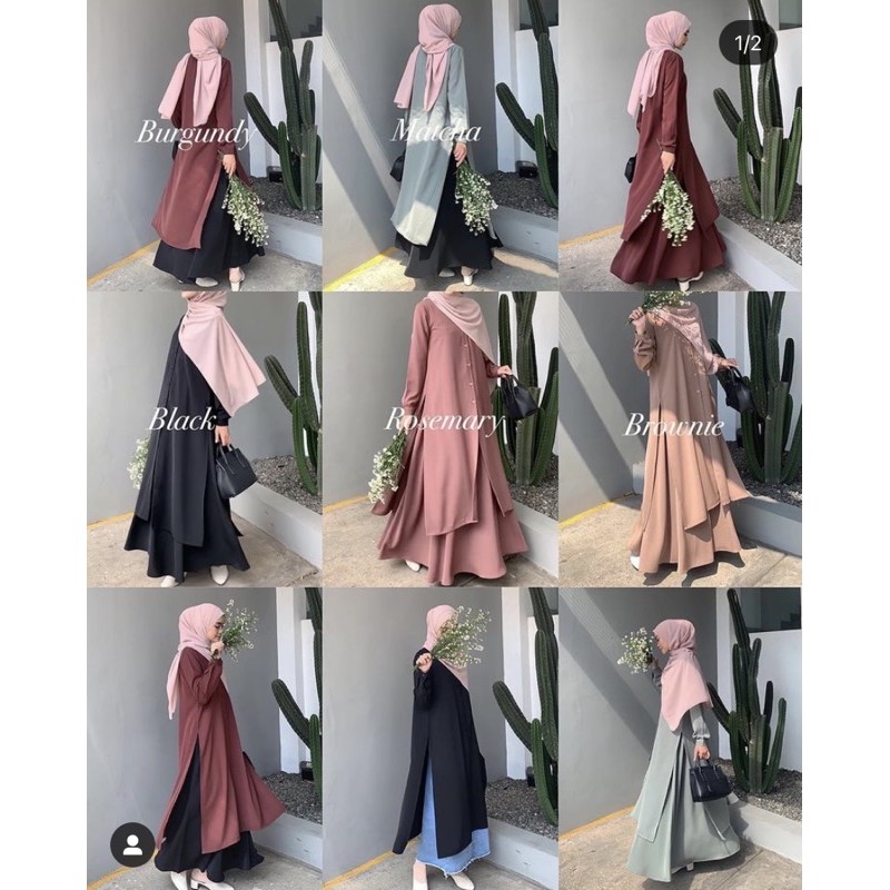 Kemala Black Duma Hanum Burgundy Azmiza Tunik Tunic Elmiza evolvere