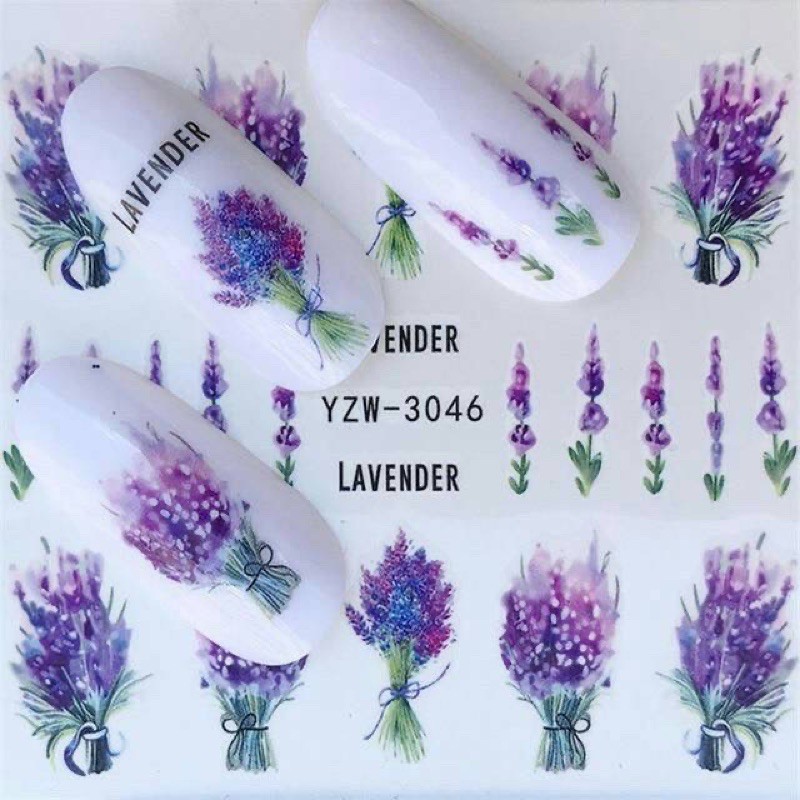 lavender nail sticker / stiker kuku bunga lavender nail art foil transfer flakes