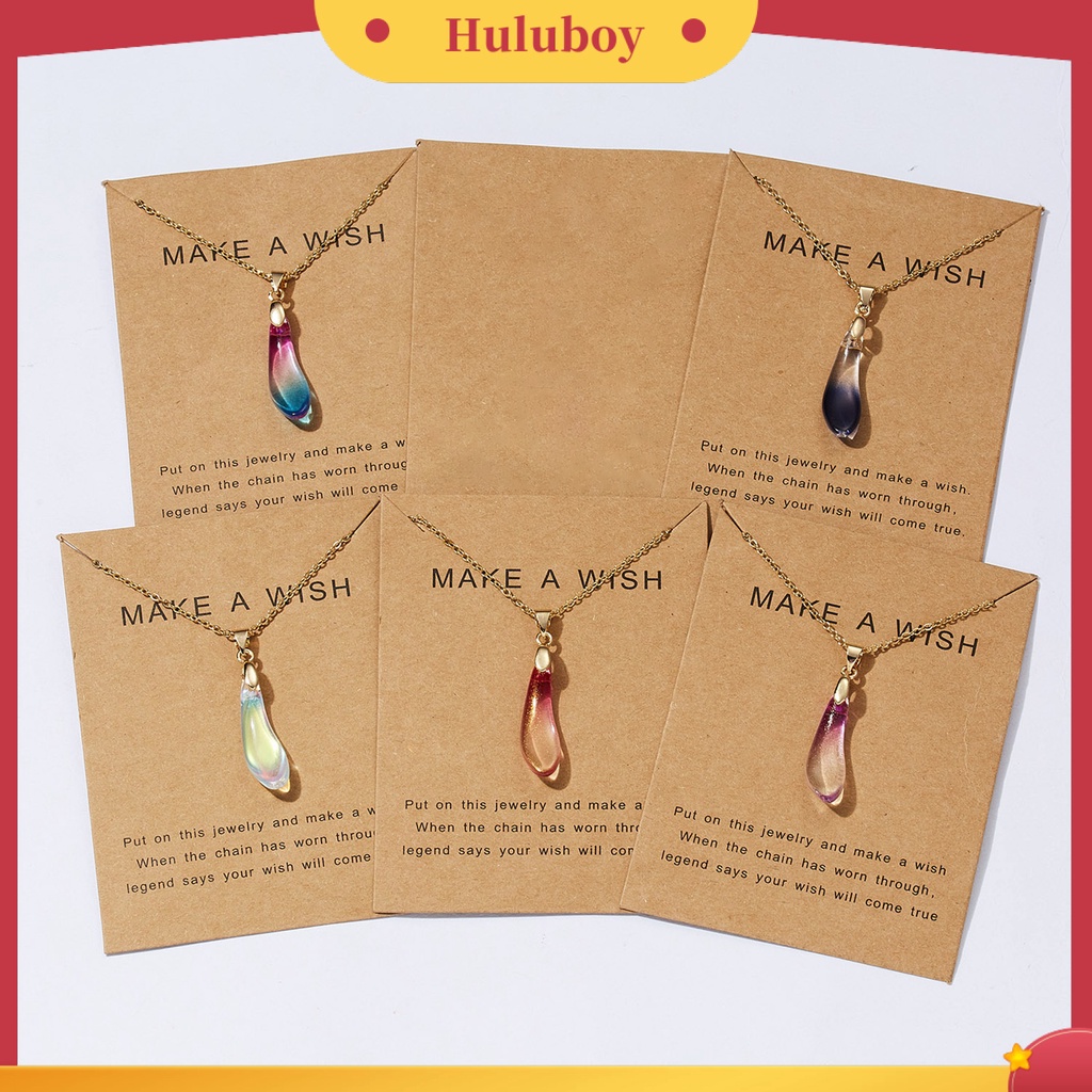 Hu Hu Hu Hu Hu Alat Bantu Pasang Kacamata♡ Kalung Batu Buatan Warna-Warni Bentuk Tetesan Air Adjustable Untuk Wanita