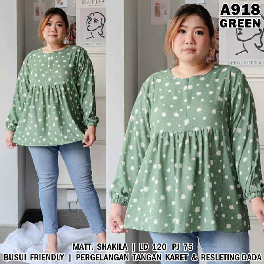 Atasan Wanita jumbo Terbaru blouse wanita bigsize polkadot Premium mport LD 120 baju besar wanita
