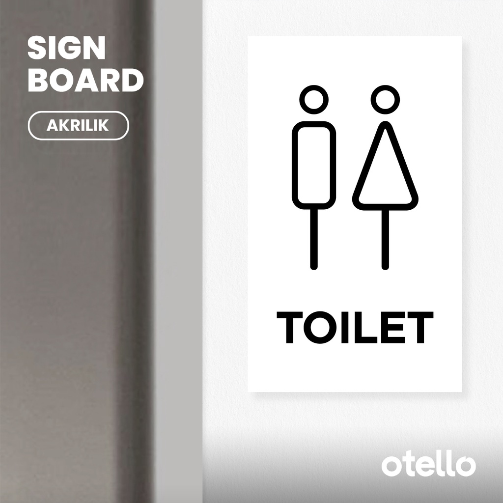 Otello Signage Toilet Pria Wanita Sign Board Akrilik Print Papan Nama Ruangan Restroom Modern Minimalist