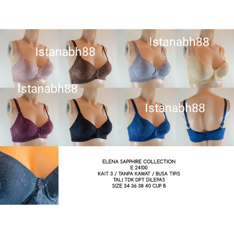 Bra Elena 24100 bra big cup B, busa tipis, tanpa kawat dan full cup, ukuran 34 s/d 40