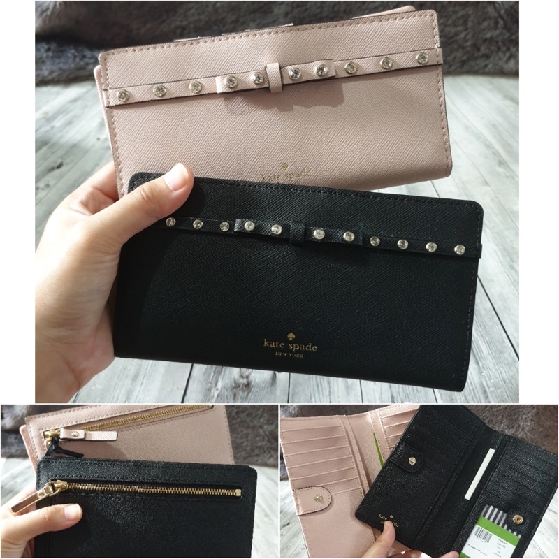 dompet Kate Spade stacy Jewelled Black | pink