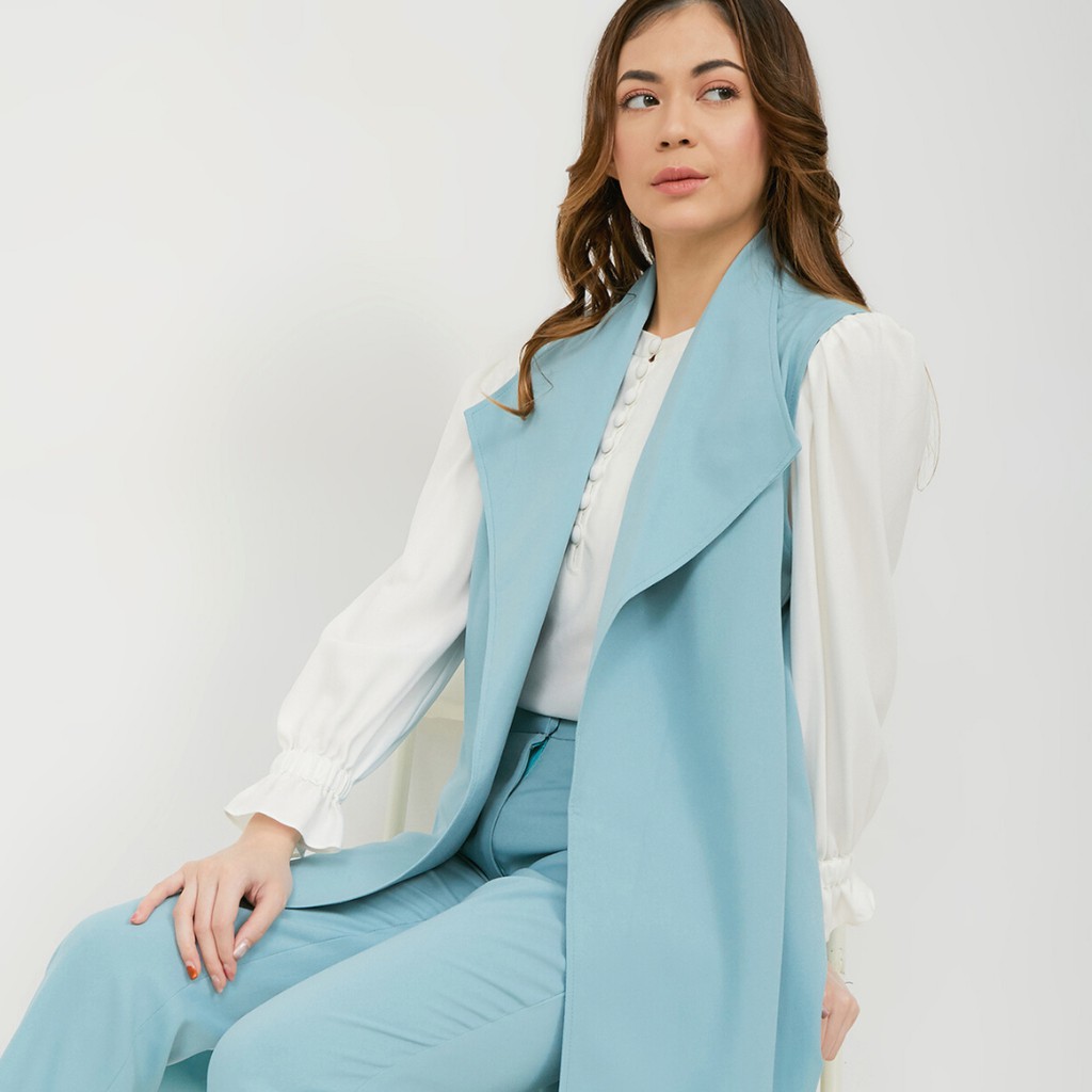 Alyssa Outer Rompi Panjang Wanita Karen Vest Light Blue