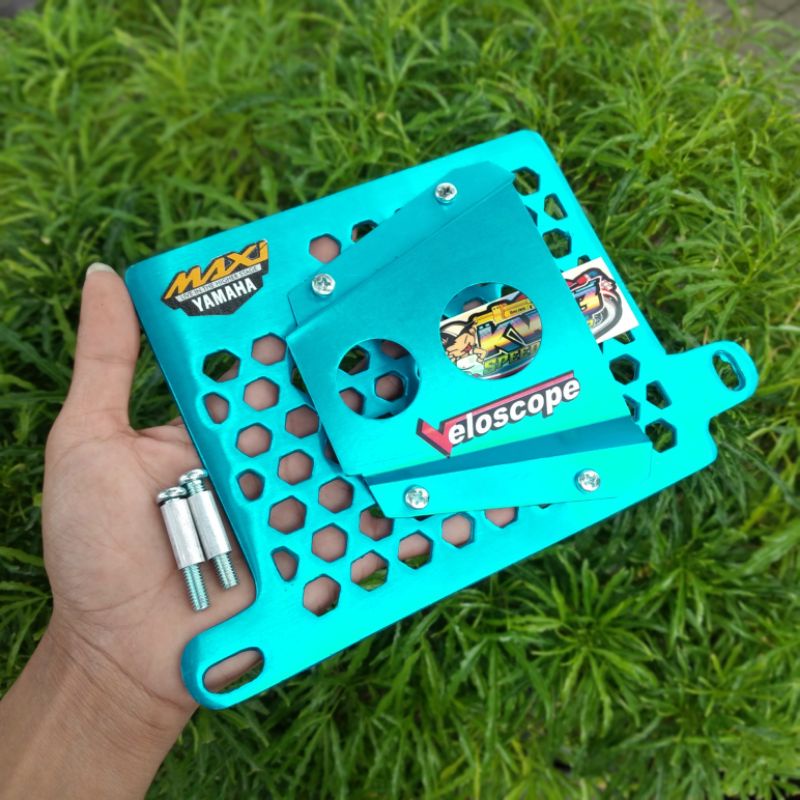 Tutup cover radiator maxi airscope nmax aerox lexi almunium cnc motif hexa hexagonal segi 6 airscope veloscope bonus baut boshing