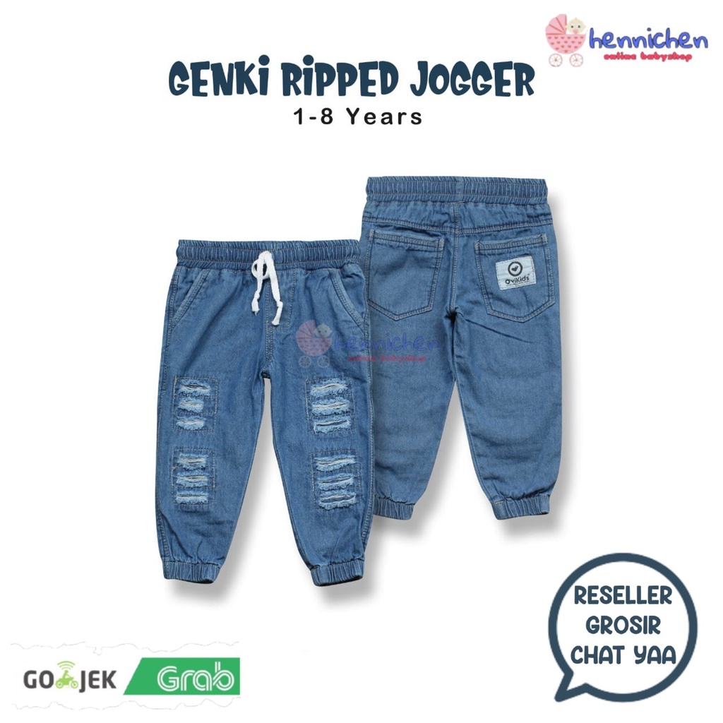 COMFY JEANS ANAK JOGGER RIPPED GENKI UNISEX CELANA PANJANG JOGGER ANAK  OVIKIDS (8 BULAN - 8 TAHUN)