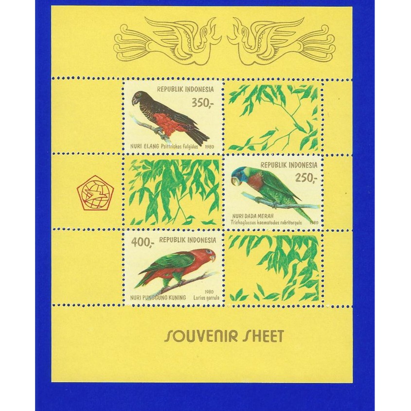 

Perangko/Prangko Indonesia. Souvenir sheet Burung Nuri (SS 43) 1980