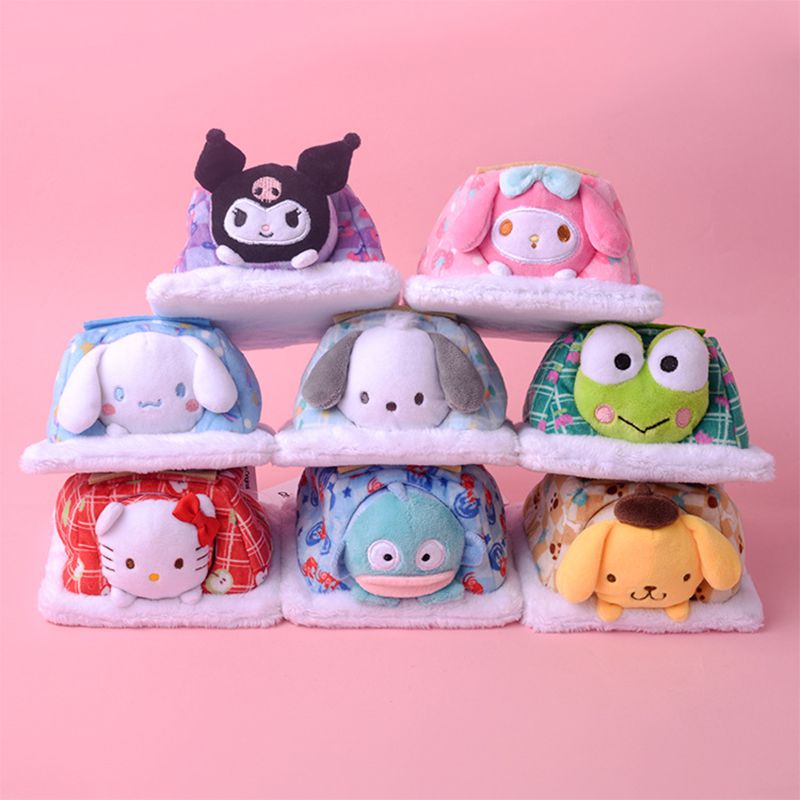 Sanrio Cartoon Warm Nest Plush Toy Cute Kuromi Melody Wearable Doll Kids Gift