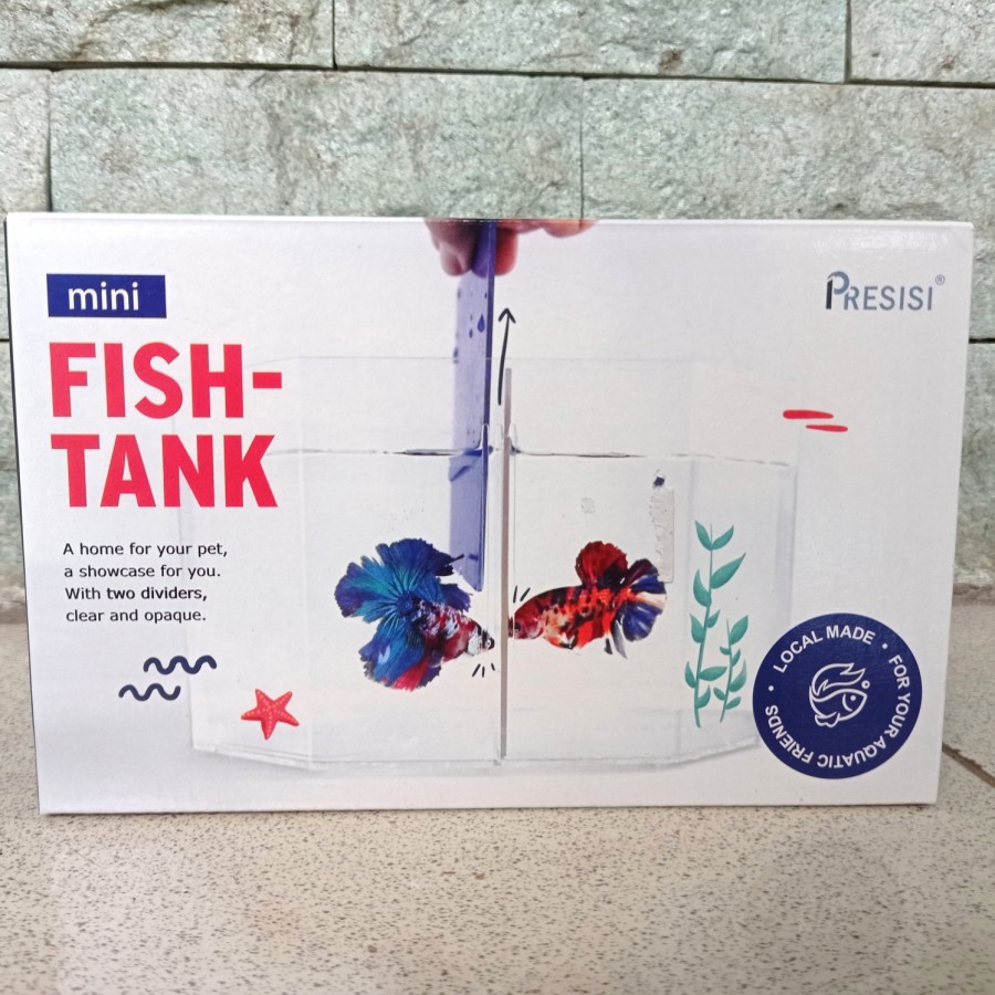 AQUARIUM ACRILIC SOLITER CUPANG PRESISI / P: 19cm / MINI TANK / MINI FISH TANK DOUBLE