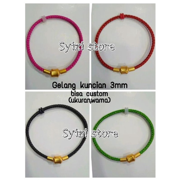 (free stoper) gelang kawat kuncian kuning 3mm (bisa req ukuran)/gelang kawat waterproof