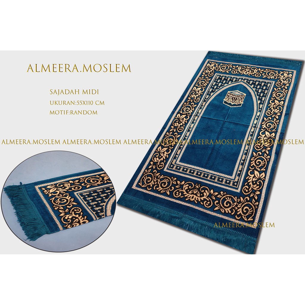 Sajadah Turkey Turki Ukuran Midi 55x110 cm Bahan Beludru Peralatan Sholat By Almeera.Moslem