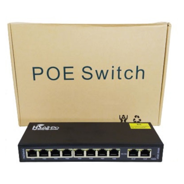 8 Port PoE Injector Switch HSAirpo SW806P 10/100Mbps