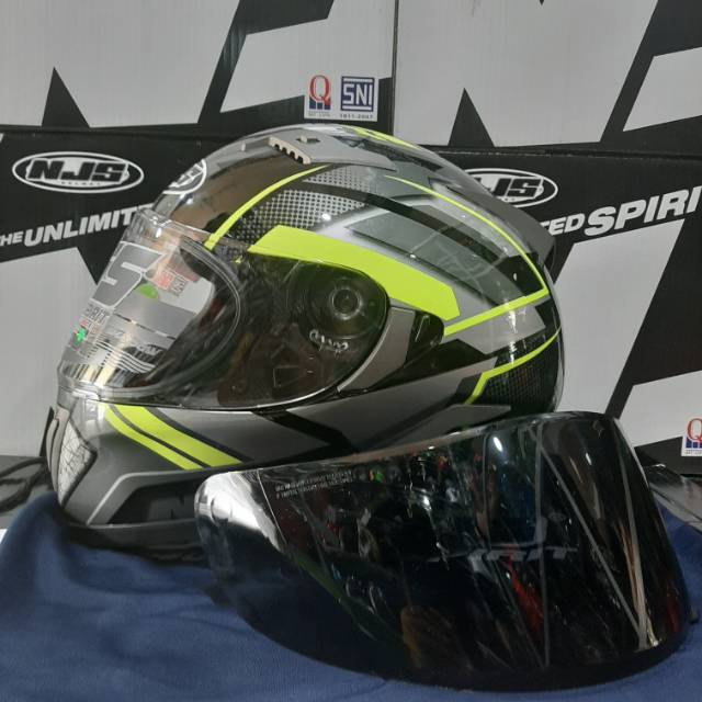 HELM NJS SHADOW MOTIF TITAN BLACK YELLOW