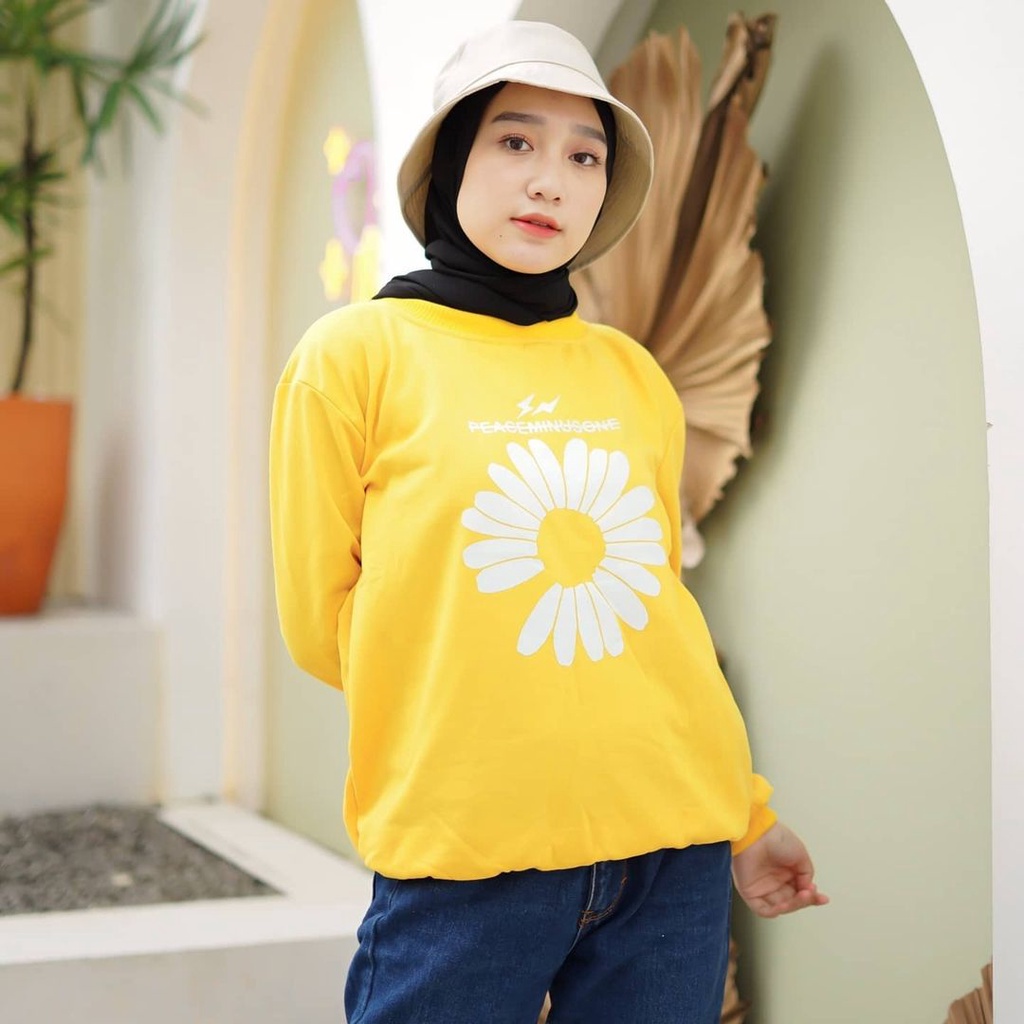 ONE DAISY BIG SUN FLOWER CRAWNECK // SWEATER WANITA TRENDY #OD