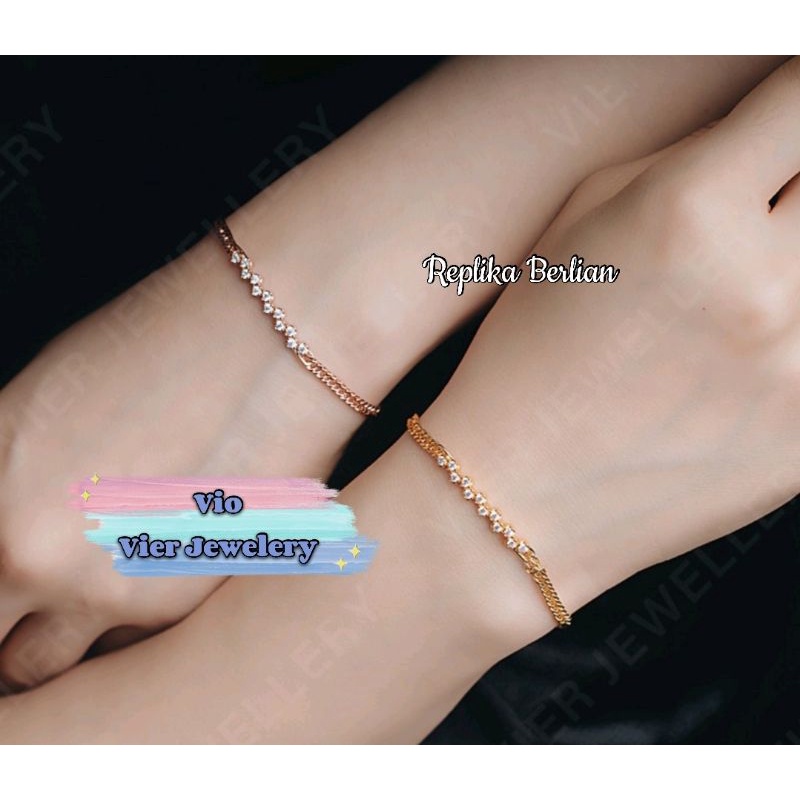 Gelang Rantai (Vier) Replika Berlian /Lapis Emas Zircon