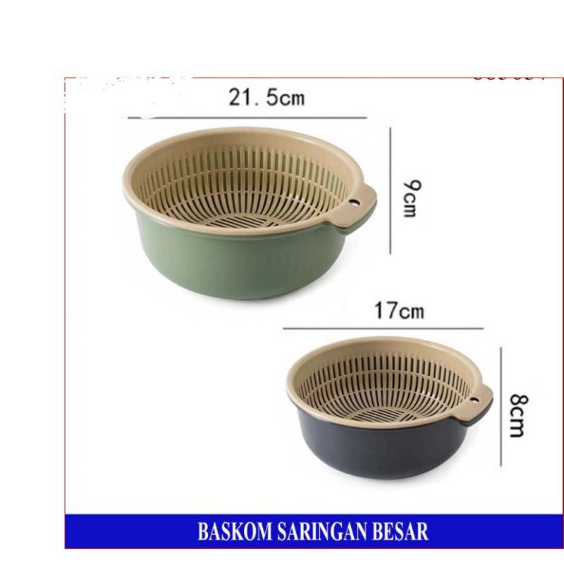 NEW BASKOM SARINGAN 2in1 | KERANJANG PENGERING SAYURAN  SERBAGUNA