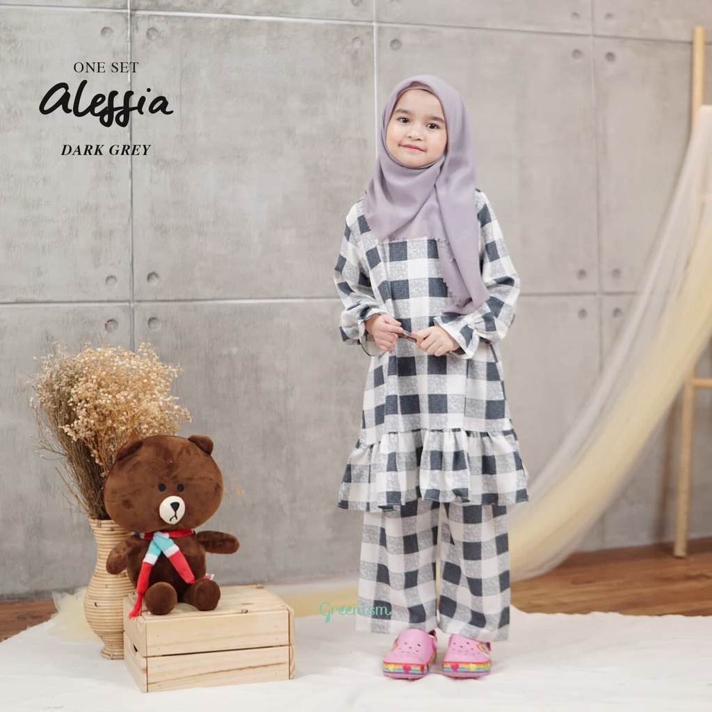 Greenism Alessia Baju Setelan Anak Perempuan Rayon Quality premium - One set Anak Perempuan Baju Tidur