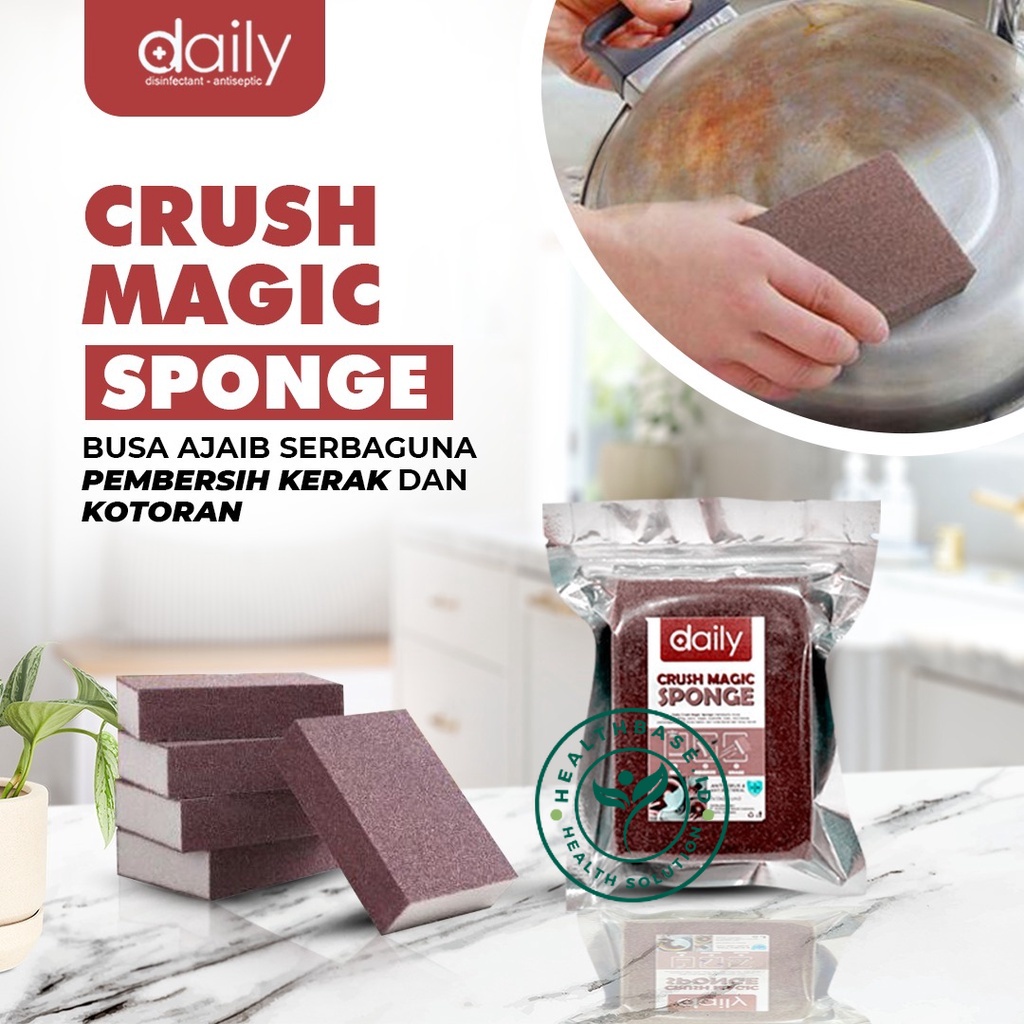 SPONS PEMBERSIH KERAK PANCI DAILY CRUSH MAGIC SPONGE AMPUH HILANGKAN KERAK WAJAN, PANCI, BESI BERKARAT, MENGASAH PISAU