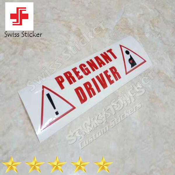 Grosir stiker mobil untuk Ibu Hamil PREGNANT DRIVER model tulisan Keren