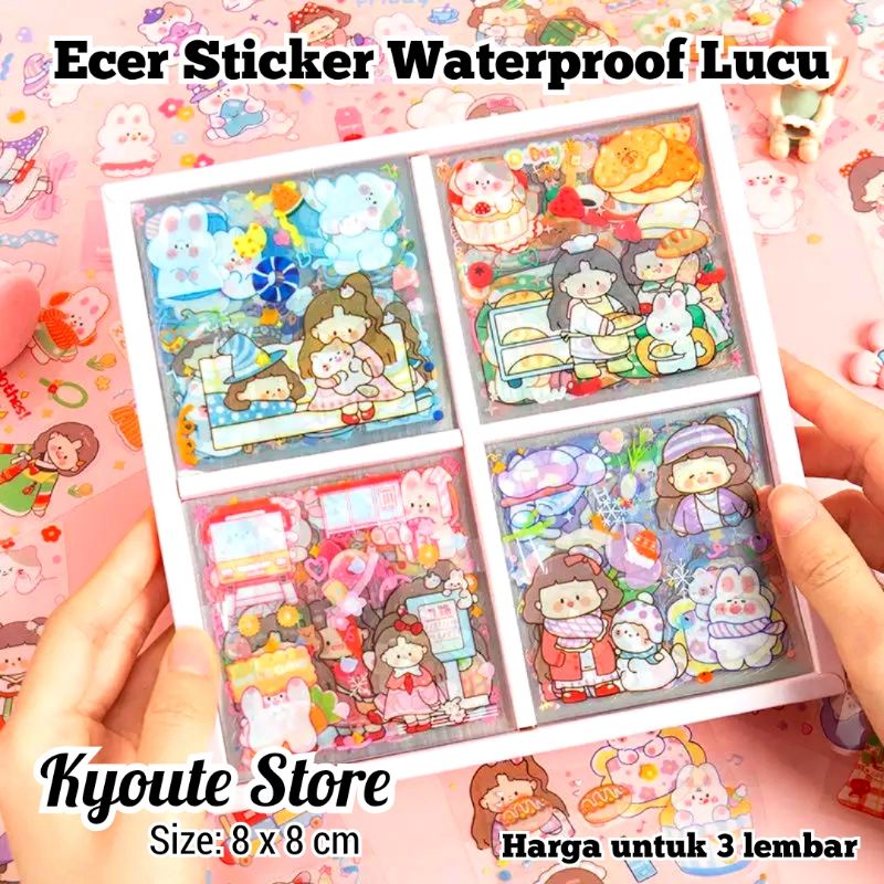 

Sticker Waterproof Transparan Cute Girl Kids Life Scrapbook Journal DIY Tempelan Diary Deco HP