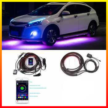 4PCS 90/120cm Bluetooth App Controller Smartphone Lampu Latar Strip LED Fleksibel Bawah Kolong Sasis Mobil Kendali Aplikasi Kontrol Musik Kontrol Suara Waterproof EJ's JIA4 - 7RLL2WBK