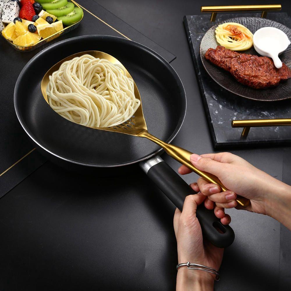 【 ELEGANT 】 Skimmer Slotted Ladle Fat Oil Skim French Fries Alat Dapur Saringan Minyak Mie Saringan Sendok Masak