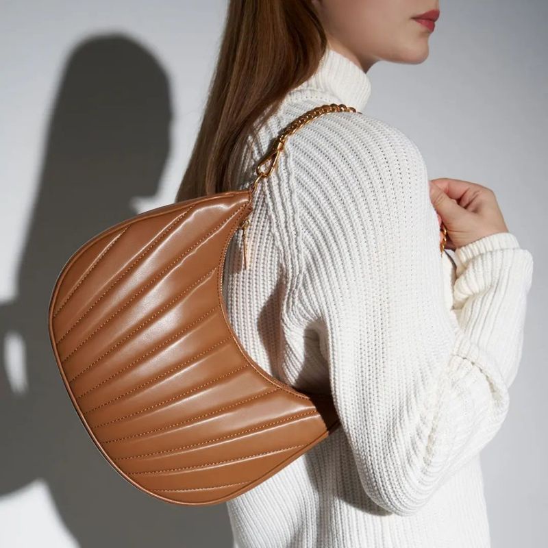 9.9 SALE  | CK Aurora Chain Handle Pleated Moon Bag