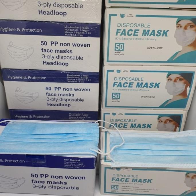 Masker 3 ply 50 pcs Non Medis (Import) 45-captikus Ayo Beli