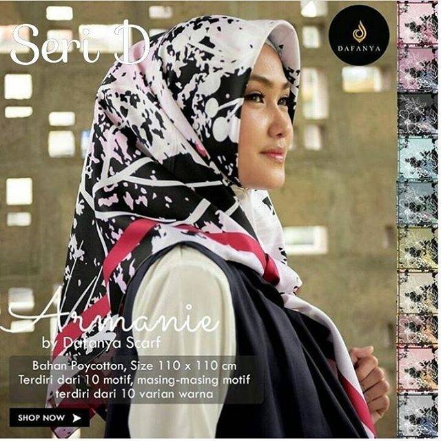 Jilbab segiempat motif polycatton Armanie by Dafanya Signature D