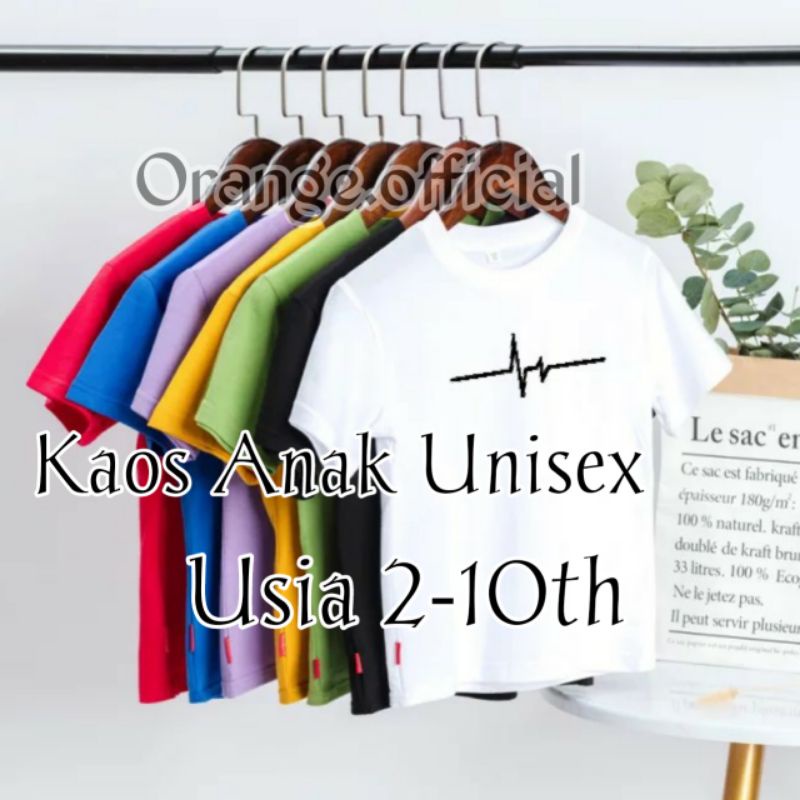 Kaos Anak DETAK JANTUNG Kaos Oblong Anak Cwo/Cwe Usia 2-10th Baju Anak Pakaian Anak