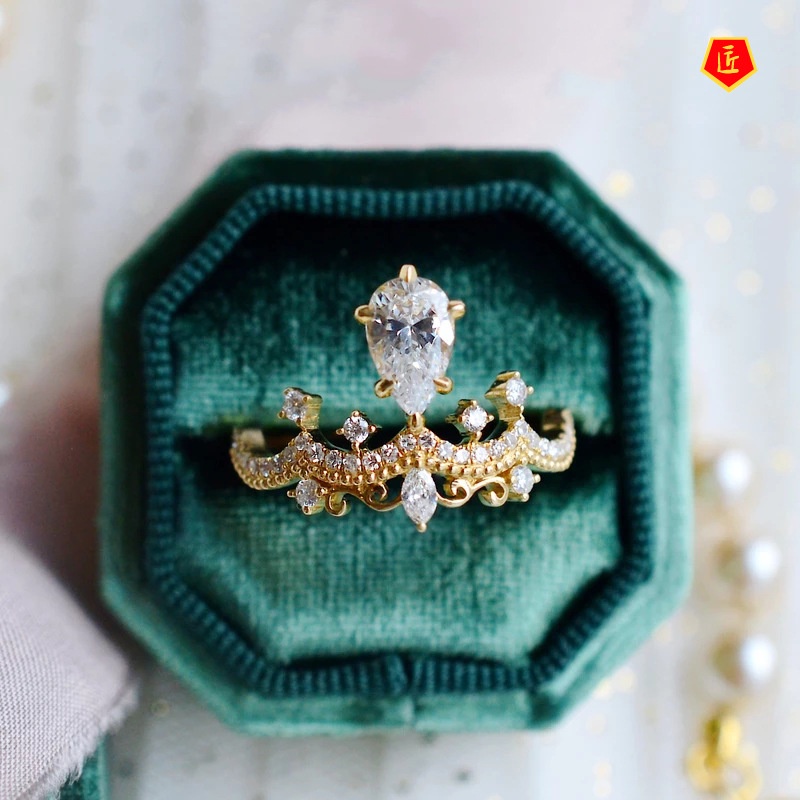 [Ready Stock]Elegant Fashion Crown Moissanite Ring