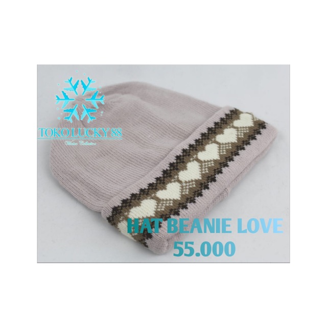 Topi Kupluk Rajut Wool Love Winter Hat Beanie Love